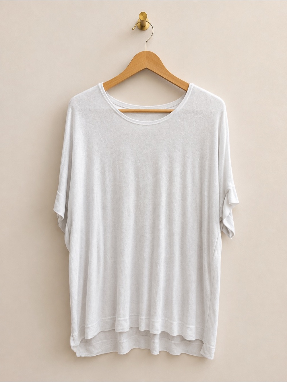 Eileen Fisher 1X White Tencel Silk Oversized High Low Top